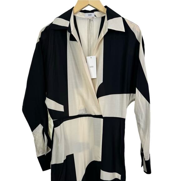 CLOSED Viscose and Silk Shirt Collar Faux Wrap Graphical Midi Size S NWT $655 - Picture 9 of 13